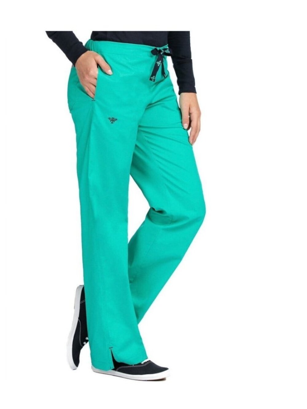 Med Couture Signature straight leg women's scrub pant 8705 -Medium Petite - Aqua